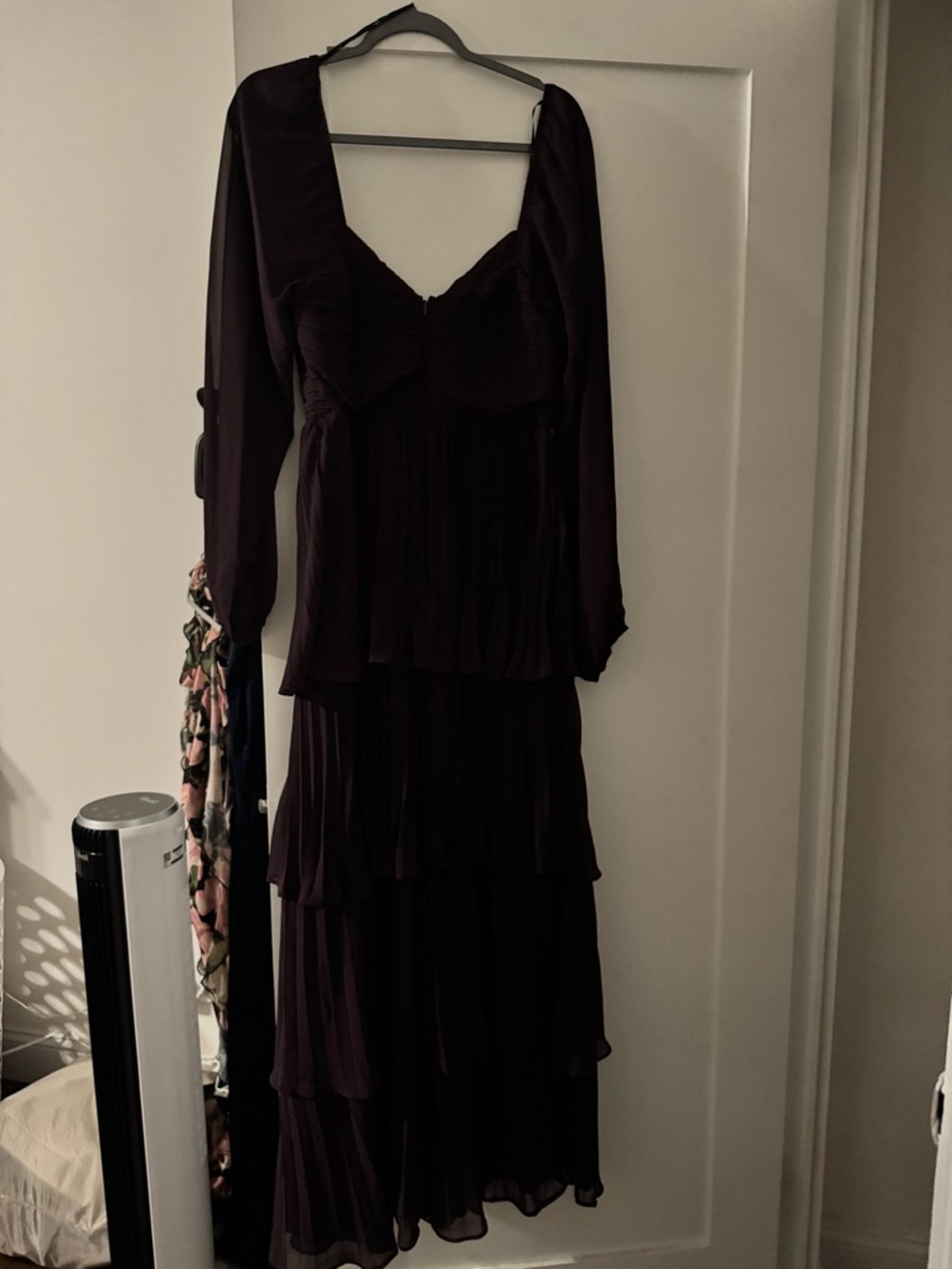 Lulus Impactful Elegance Purple Tiered Balloon Sleeve Maxi Dress - Size L - Picture 7 of 8